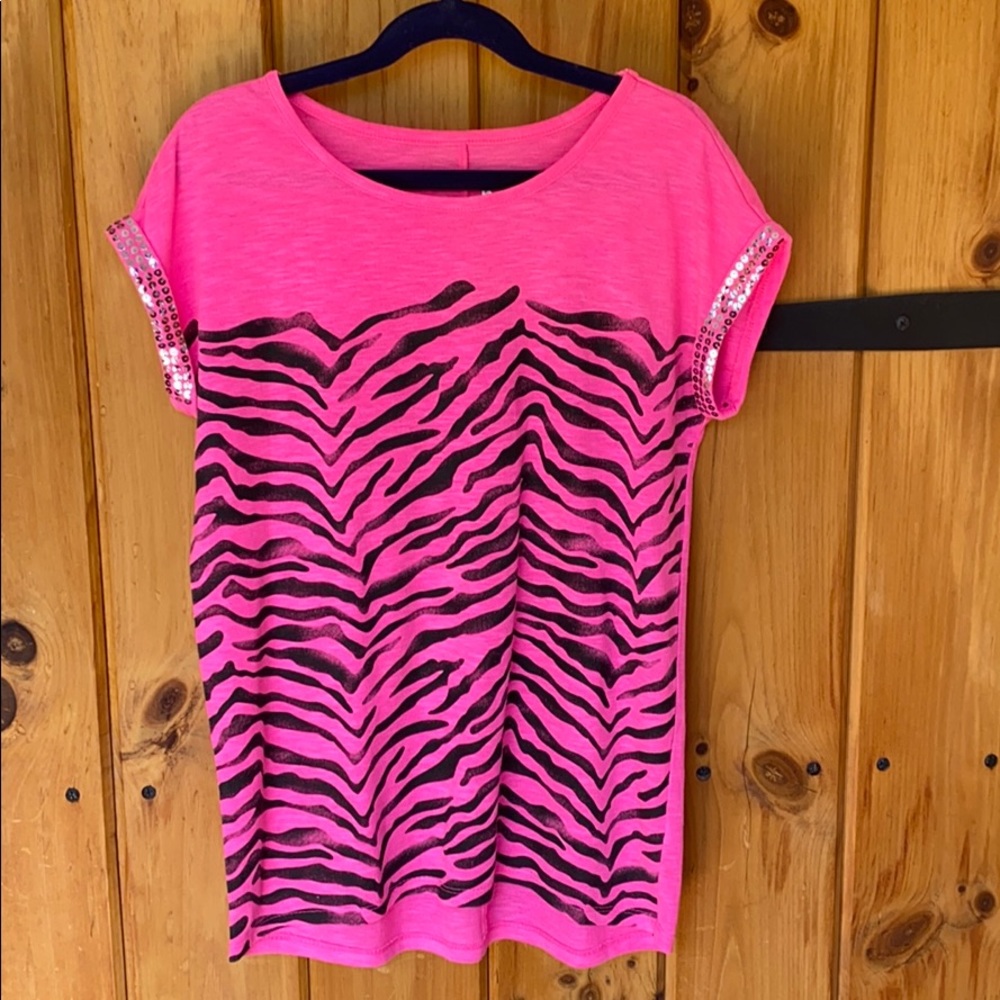 Justice Pink Zebra Print Shirt